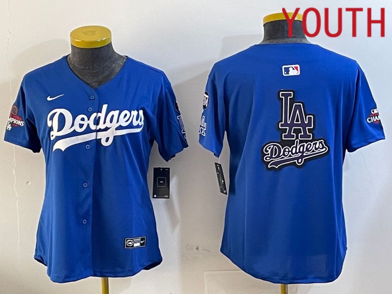 Youth Los Angeles Dodgers Blank Blue Game 2024 Nike MLB Jersey style 12053